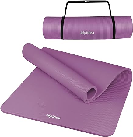 ALPIDEX Yogamatte Extra Dick 1,5cm Gymnastikmatte 3 Größen Rutschfest Phthalatfrei Fitness Matte Tragegurt Turnen Pilates Sport Physio HiiT Yoga Trainingsmatte Isomatte