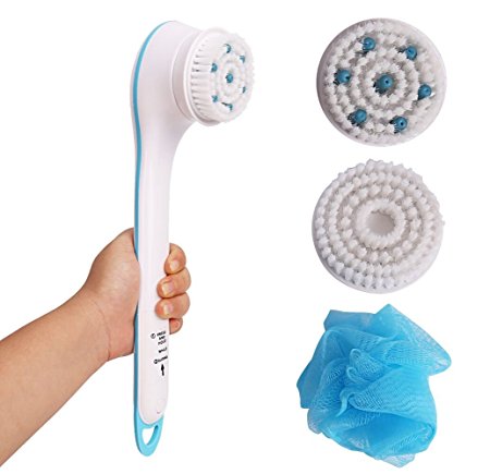 5 in 1 Waterproof Electric Facial & Body Cleansing Brush Kit,Exfoliator and Massager Bi-directional Rotation with Handle and 5 Brush Heads