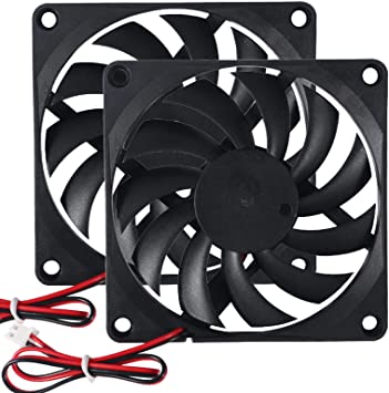 2Pcs DC 24V 8010 Fan Dual Ball Bearings 80mm 10mm Fan 3D Printer 80x80x10 Brushless Cooling Fan for Makerbot for 3D Printer PC CPU Computer Case Fan Cooler and Other Small Heat Dissipation Equipment