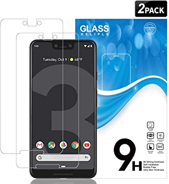 Keliple Compatible with Google Pixel 3 XL Screen Protector, Tempered Glass Screen Protector Film for Pixel 3XL, [9H Hardness][Bubble-Free][Case Friendly][Anti-Scratch][HD-Clear] 2-Pack Clear