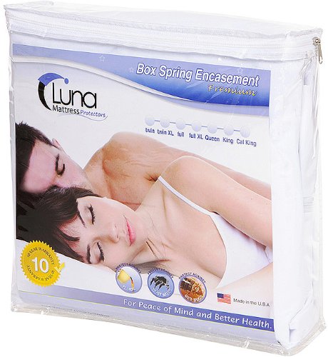 Luna Premium Waterproof Zippered Bed Bug Proof Box Spring Encasement 9" Height - Twin Size - Made In The USA