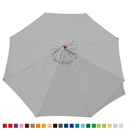 ABCCANOPY 23  Colors 9ft Outdoor Umbrella top Patio Umbrella Market Umbrella Replacement Canopy with 8 Ribs(Gray)