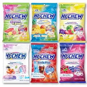 Hi Chew Candy Variety Pack - 6 Different Flavors, Japanese Chewy, Taffy Style Candy Value Pack of 6