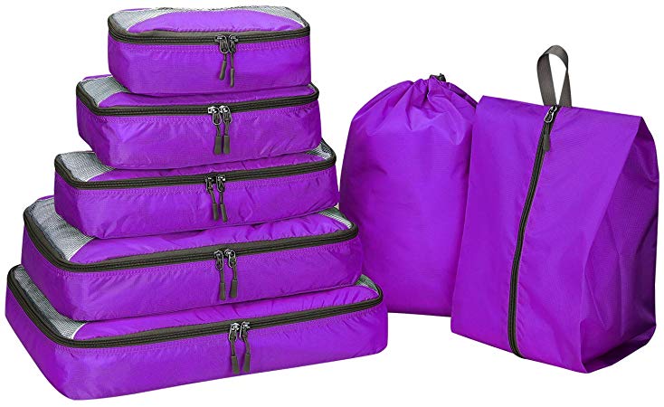 Packing Cubes 3/6/7pcs,G4Free Travel Luggage Organizers Packing Bags Set with Shoes Bag