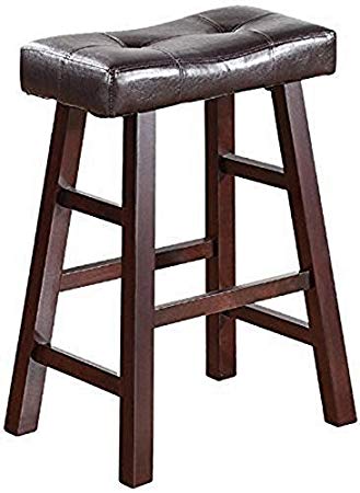 Country Series Counter Stool - 24"H - in Dark Cherry Finish with Faux Leather, Set of 2
