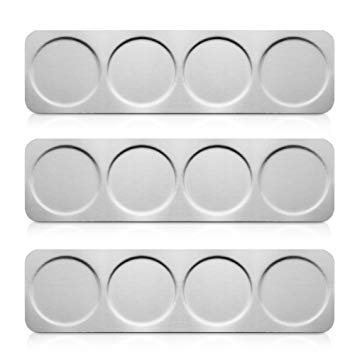 3 Stainless Steel Wall Mounted Base for Magnetic Spice Tins - Holds Total of 12 Tins (Tins Not Included)