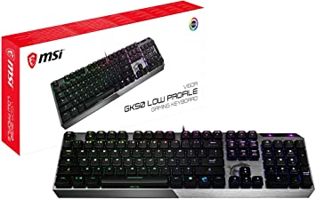 MSI VIGOR GK50 Low Profile Mechanical Gaming Keyboard with KAILH Low-Profile Switches, RGB Illumination, UK Layout