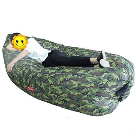 RESTER Inflatable Lounge Bag Air Lazy Sofa Hammock Pool Float Ships with Carry Bag.Inflates in Seconds.Suitable for Indoor or Outdoor Hangout,Camping Picnics,Beach Parties,Hiking【Camouflage】