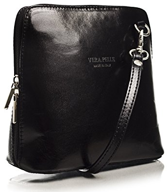 Big Handbag Shop Womens Mini Genuine Italian Leather Cross-Body Handbag