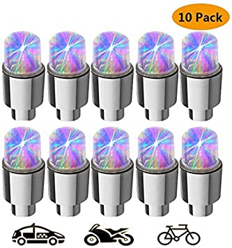 LED Bike Wheel Light - Car Bike Wheel Tire Valve Cap Led Flash Light Lamp Motion Activated,Led Flash Tyre Wheel Valve Cap Light for Car Bike Bicycle,10 Pack Product Name