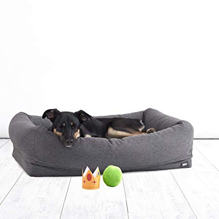 BarkBox Memory Foam Dog Bed Multiple Sizes/Colors; Plush Orthopedic Joint-Relief, Machine Washable Cover; Waterproof Lining; Includes Squeaker Toy