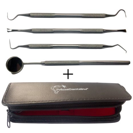 Dentists Tools Kit | This A Grade Stainless Steel Tarter Remover, Dental Pick & Dental Hygiene Set Is Ideal For Personal Use & Pet Friendly | Comes With a FREE Protective Case and 365 Days Warranty - By PrimeDentalPro