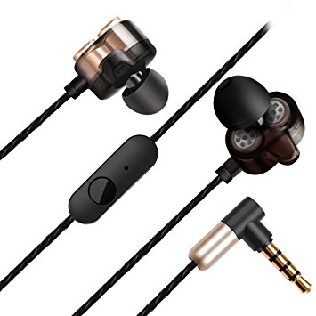 Earbuds,In Ear Headphones with Dual Dynamic Driver,High-fidelity Audio and Deep Bass,3.5mm Wired Earphones with Microphone and Inline Controls for Smartphone Computer PC Tablet
