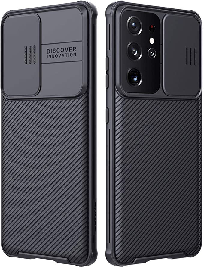 S21 Ultra Case, Nillkin Samsung Galaxy S21 Ultra Camera Protection Case | Slide Camera Cover | Slim Stylish | Anti Slip | Scratchproof Shockproof Protective Case for Samsung Galaxy S21 Ultra - Black