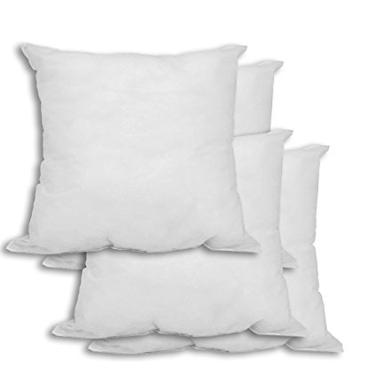 Mybecca (4 Pack) 20 x 20 Premium Hypoallergenic Stuffer Pillow Insert Square Form Polyester, White - MADE IN USA