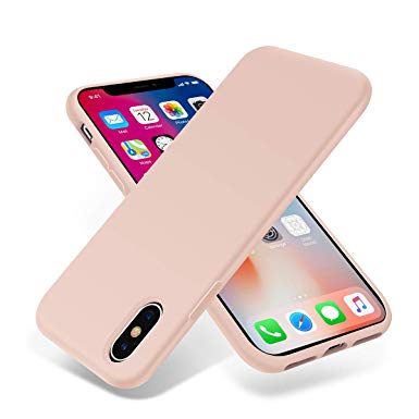 OTOFLY iPhone Xs Case/iPhone X Case,Ultra Slim Fit iPhone Case Liquid Silicone Gel Cover with Full Body Protection Anti-Scratch Shockproof Case Compatible with iPhone X/XS, Pink [Upgraded Version]