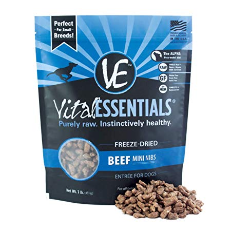Vital Essentials Freeze-Dried Mini Nibs Grain Free Limited Ingredient Dog Entree, 1 Pound Bag