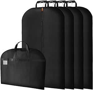 Vicloon 4PCS Garment Bags, Clothes Cover Bags Set Waterproof Dustproof With Zipper, Suit Bags Suit Covers for Men Breathable Suit Protector Garment Bags for Clothes/Suits/Shirts/Gowns/Dresses 60*100cm