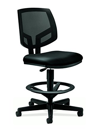 HON Volt Mesh Back Task Stool- Upholstered Adjustable Office Stool,  Black (H5715)