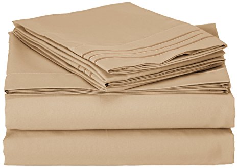 Sweet Home Collection Supreme 1800 Series 4pc Bed Sheet Set Egyptian Quality Deep Pocket - Twin, Camel