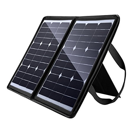 [High Efficiency] 50W Solar Charger, Poweradd 18V 12V Folding Solar Panel Charger for Laptop, iPhone, iPad, iPod, Tablet, Samsung and Android Smartphones