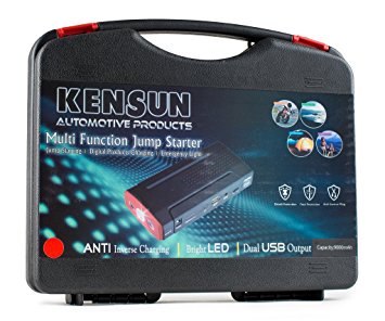 Kensun® Tough Powerful and Versatile Portable Power Bank and Car Jump Starter - Q7 - 9000mAH - Red - Hard Case