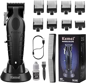 KEMEI 2296 Professional Hair Clippers for Men Cord/Cordless Hair Cutting Kits, Hair & Beard Trimmer, T Blade Barber Clippers with USB Rechargeable Gift for Men