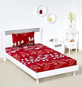 Amazon Brand - Solimo Ruby Foliage Single Bedsheet with 1 Pillow Cover, 95 GSM