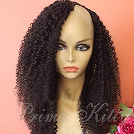 Kinky Curly 2X4 U Part Wig for Black Women Virgin Brazilian Human Hair Wigs 10A U Part Human Hair Wig 150% Density Glueless 2X4 U Part Wigs Human Hair Curly Wig Left Opening 18 inch