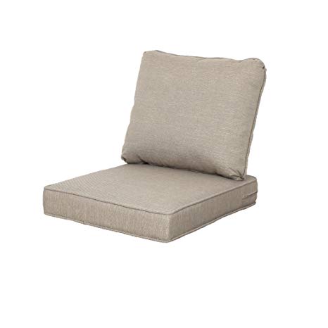 Quality Outdoor Living All Weather Deep Seating Patio Chair Seat and Back Cushion Set, 22-Inch by 25-Inch, Tan (Pack of 2)