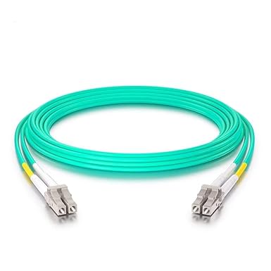 Fiber Patch Cable - LC to LC OM3 10Gb/Gigabit Multi-Mode Jumper Duplex 50/125μm LSZH Fiber Optic Cord for SFP Transceiver, Aque, 0.5-Meter(1.65-ft)