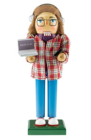 Clever Creations Software Developer Nutcracker | Developer Nutcracker Comes with Laptop and Cellphone | Wearing Plaid Shirt, Glasses and Headphones | Developer Nutcracker Stands at 10" Tall