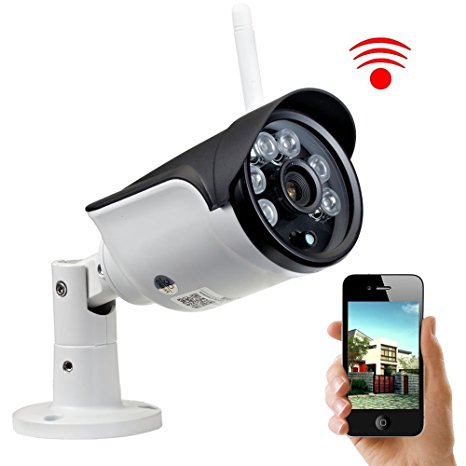 UOKOO Bullet Camera, Megapixel 720P HD Home Surveillance Indoor/Outdoor IP Camera, Weatherproof With HD Night Vision baby monitor with Built-in 8G SD Card H02