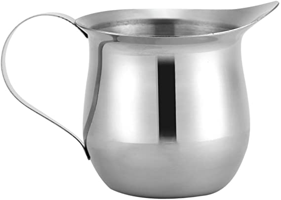 Milk Frothing Pitcher Cup 240ml, Mirror Finish Stainless Steel Kitchen Cup, Wide Mouth with Pouring Spout
