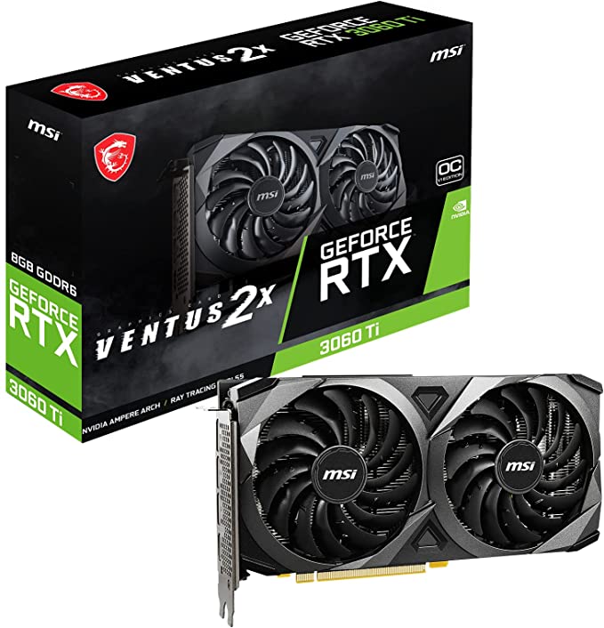 MSI GeForce RTX 3060 Ti Ventus 2X 8G OCV1 LHR GDDR6 1695 MHz Boost 14 Gbps 256-bit 3xDP1.4 HDMI PCIE4.0 (RTX 3060 Ti Ventus 2X 8G OCV1 LHR)