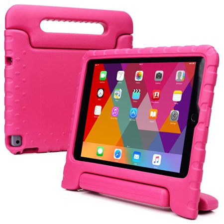 iPad Pro 9.7 kids case, COOPER DYNAMO Heavy Duty Children’s Rugged Tough Bumper Hard Protective Case Cover with Built-in Handle, Stand & Free Screen Protector for Apple iPad Pro 9.7 (Pink)