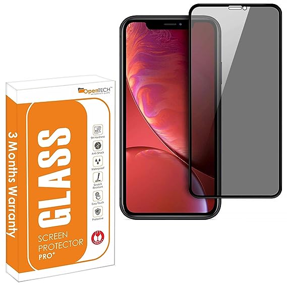 OpenTech® Privacy Tempered Glass Screen Protector Compatible for iPhone XR / 11 (6.1 Inches) with Edge to Edge Coverage and Easy Installation kit