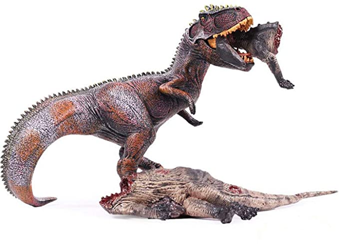 Gemini&Genius Two Feet Standing and Movable Jaw Giganotosaurus with Tenontosaurus Carcass Dinosaur Action Figure Jurassic World Dino Figurine Toys Christmas and New Year Gift for Kids