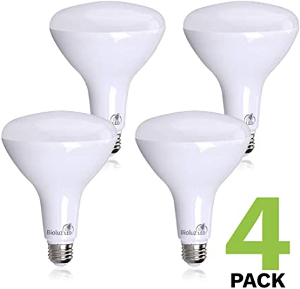 4 Pack Bioluz LED BR40 LED Bulb 2700K Warm White 90 CRI Dimmable UL-Listed CEC JA8 Title 20 24 Compliant 1000 Lumen Outdoor/Indoor Flood Lights (Pack of 4)