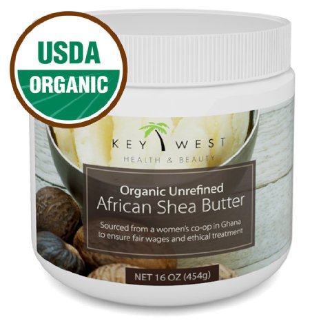 Shea Butter - African Raw Unrefined - USDA Certified Organic - 100 Pure and Natural - 16 OZ - Made By Ghana Womens Co-Op - BPA Free and FDA Compliant Container - Excellent for Hair Skin and Stretch Marks