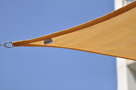 RainLeaf 16' x 16' x 16' Triangle Sun Shade Sail for Outdoor and Patio, 2nd Generation, Desert Sand