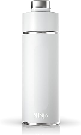 Ninja DW2401WH Thirsti 24oz Travel Water Bottle, For Carbonated Sparkling Drinks, Colder and Fizzier Longer, Stainless Steel, Leak Proof, 24 Hours Cold, Dishwasher Safe, Metal Insulated Tumbler, White