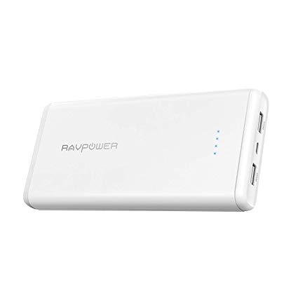 Portable Charger RAVPower 20000mAh USB External Battery Pack Dual iSmart 2.0 USB Ports, 3.4A Max Output, 2A Input Power Bank iPhone, iPad, Galaxy Android Devices