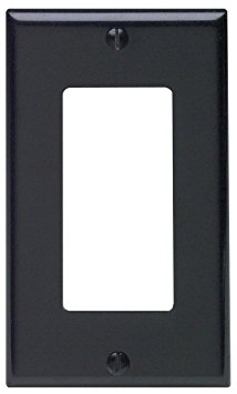 Leviton 80401-E Standard Size Thermoset Device Mount 1-Gang Decora/GFCI Device Decora Wallplate, Black