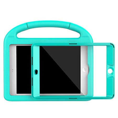 BMOUO Case for iPad Mini 1 2 3 with Built-in Screen Protector, Shockproof Lightweight Hard Cover Handle Stand Kids Case for Apple iPad Mini 1st 2nd 3rd Generation, Turquoise