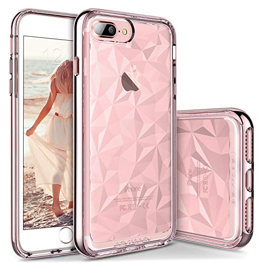 BENTOBEN Case for iPhone 8 Plus/7 Plus, Super Sleek Shock Proof Flexible Soft TPU PC Bumper Girls Women Phone Covers for Apple iPhone 8 /7  Plus, Rose Gold