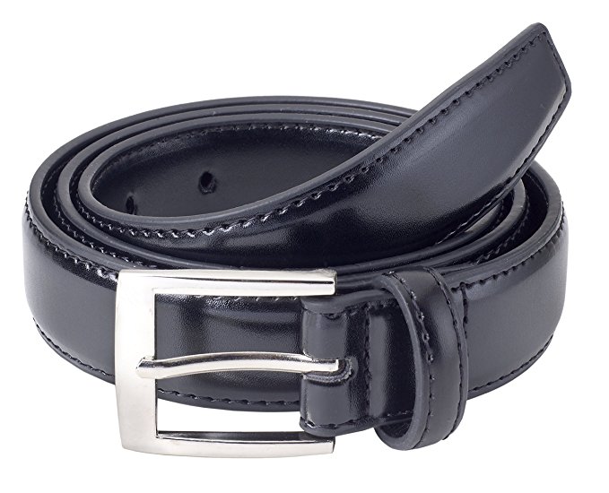 Sportoli8482; Mens Classic Stitched Genuine Leather Uniform Belt - Black Brown White