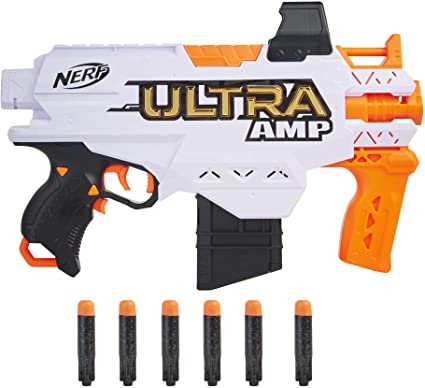 NERF Ultra Amp Motorized Blaster, 6-Dart Clip, 6 Ultra Darts, Compatible Only Ultra Darts