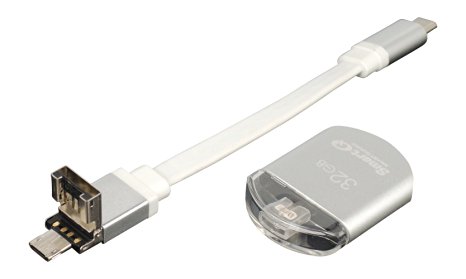 SmartQ Apple MFI Certified iPhone 32GB Flash Drive with Lightning Connector External Storage Memory Expansion for iPads iPods Computers - Silver