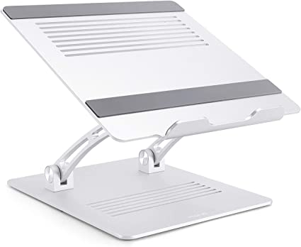 Mosiso Laptop Riser Up to 17.3 Inch, Double Layer Multi-Angle Aluminum Stand Holder Desk Cooling Support Compatible MacBook Air/Pro/iPad Pro/Air/Surface Pro/Book Laptop Notebook, Silver